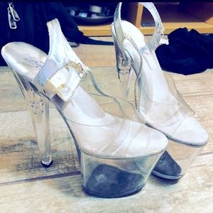 Clear Tall High Heels Stripper Pole Dance Pleaser